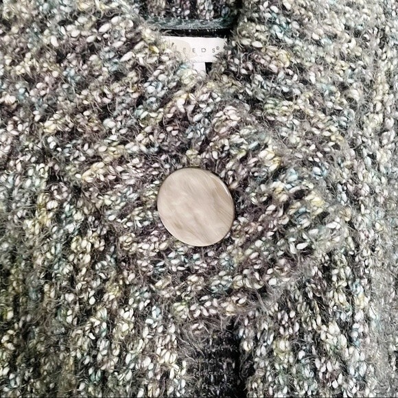 Tweeds Y2K Retro Cardigan Chunky Knit Oversized Button Marled Olive Size Small - Picture 5 of 7